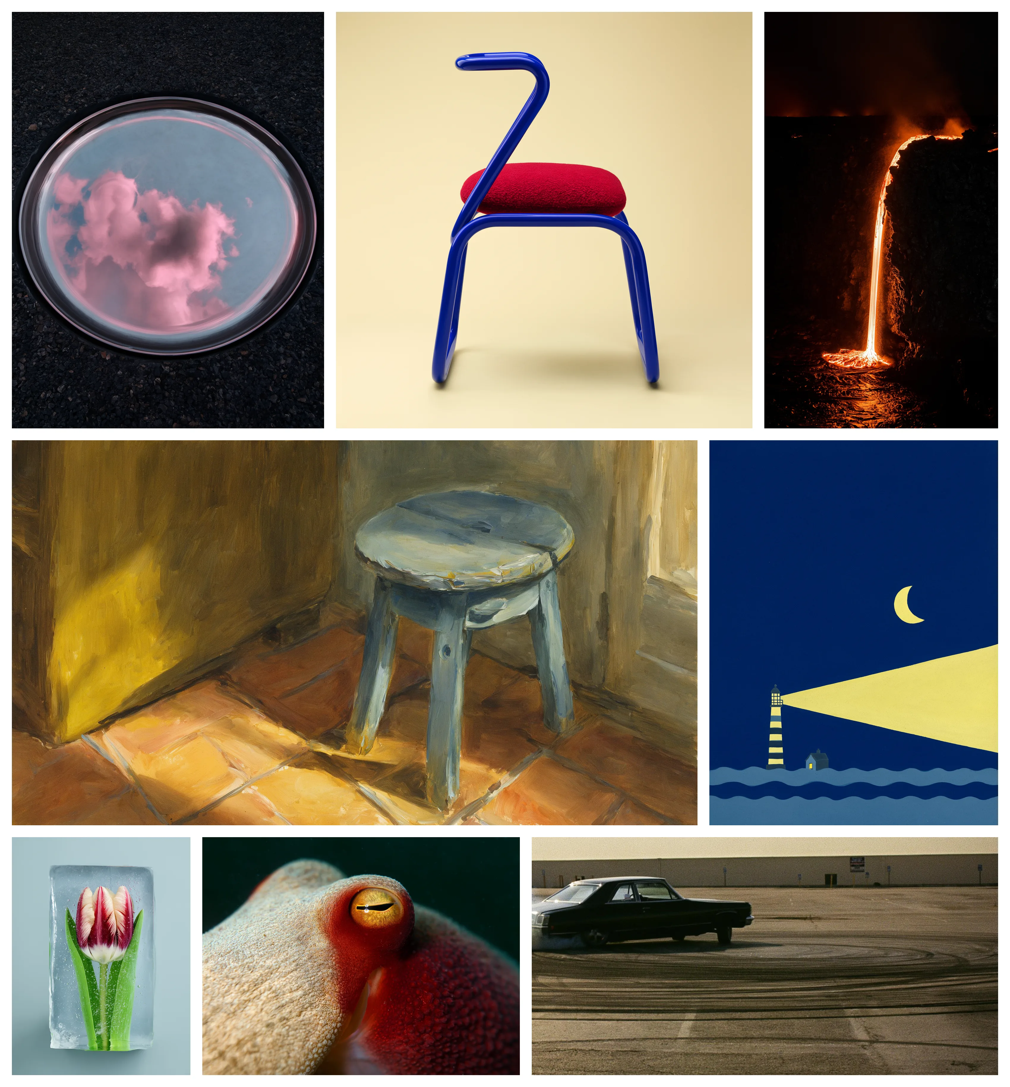 FLUX 3 image capability collage showing varied visual styles and subjects