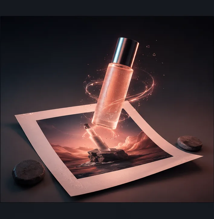 Product photo transforming into a cinematic advertisement