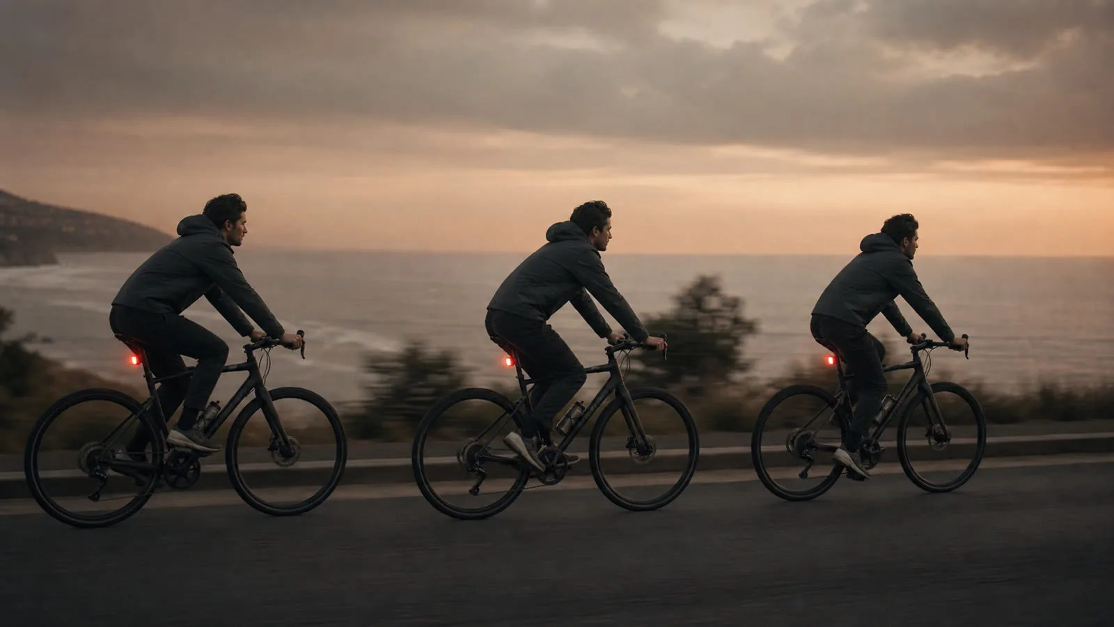 Cyclist frames illustrating motion consistency in an AI video workflow